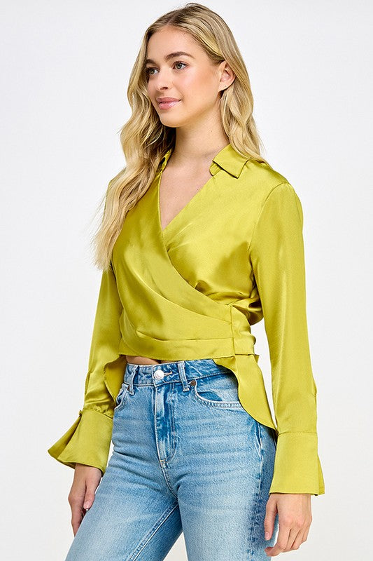 Camisa corta de satín