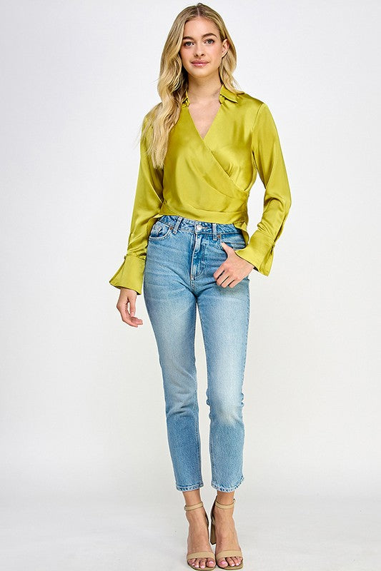 Camisa corta de satín