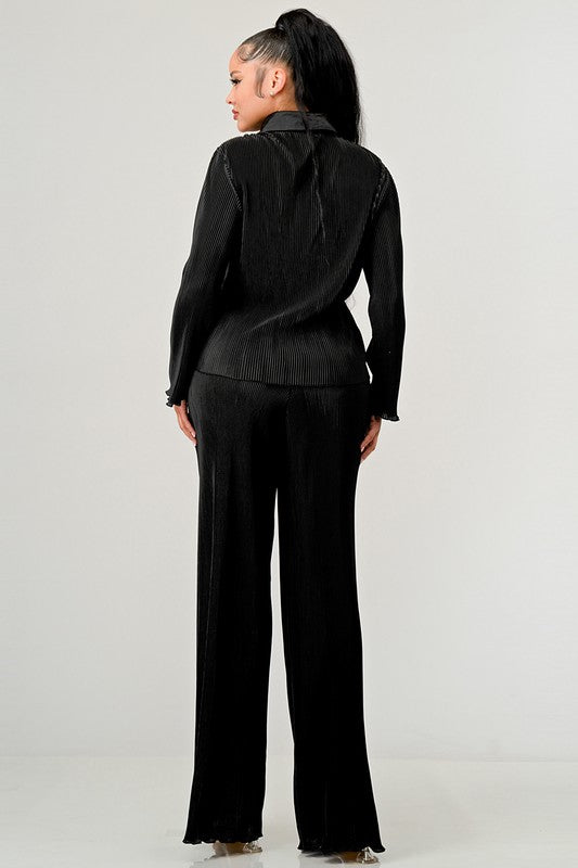 Set plisado de pantalón y blusa