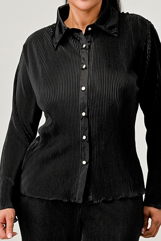 Set plisado de pantalón y blusa