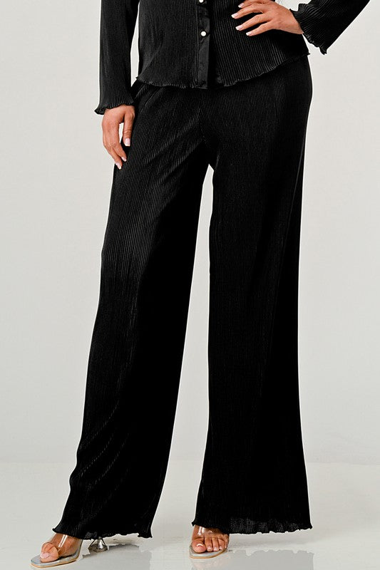 Set plisado de pantalón y blusa