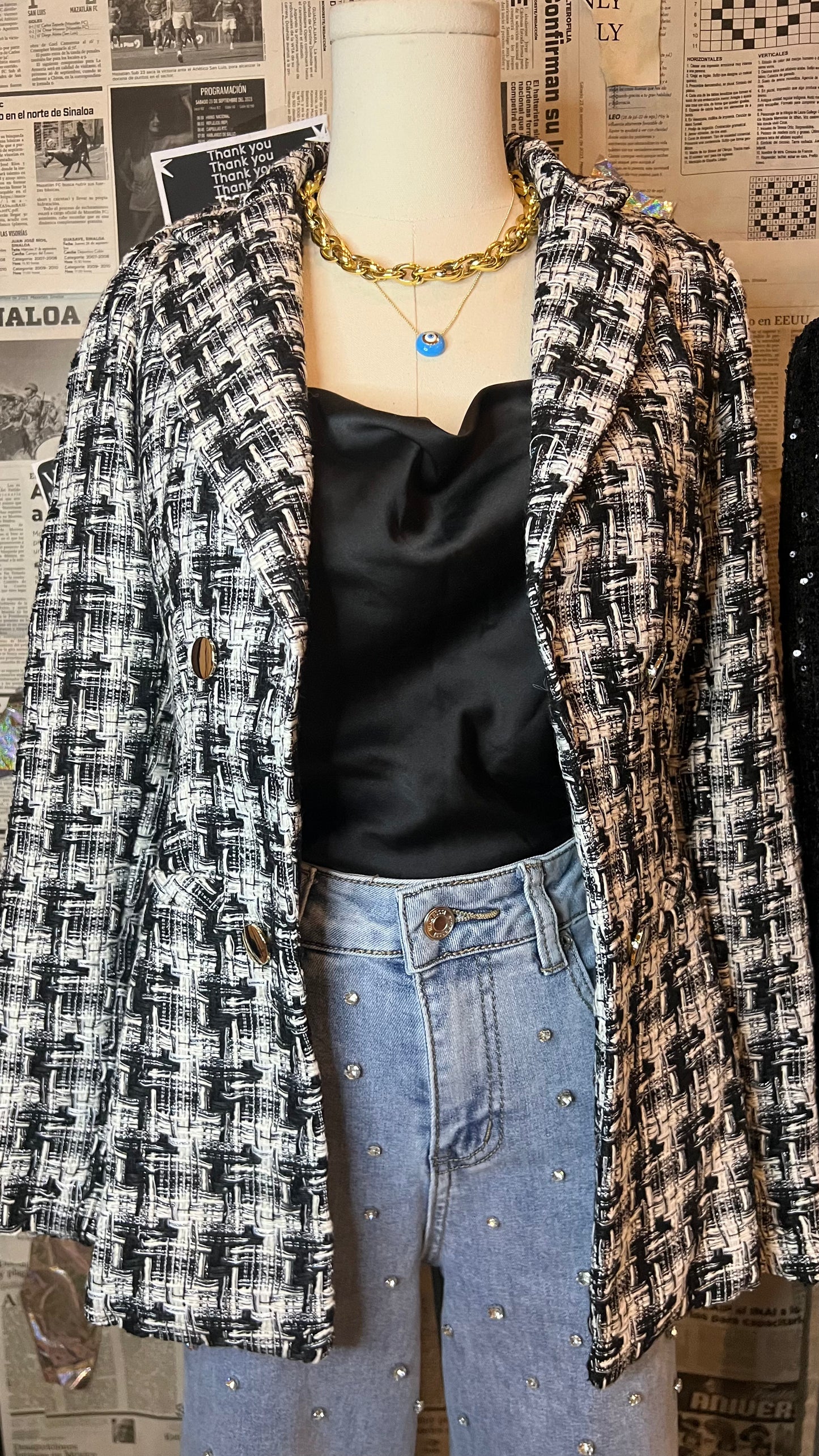 Blazer de tejido tipo buclé