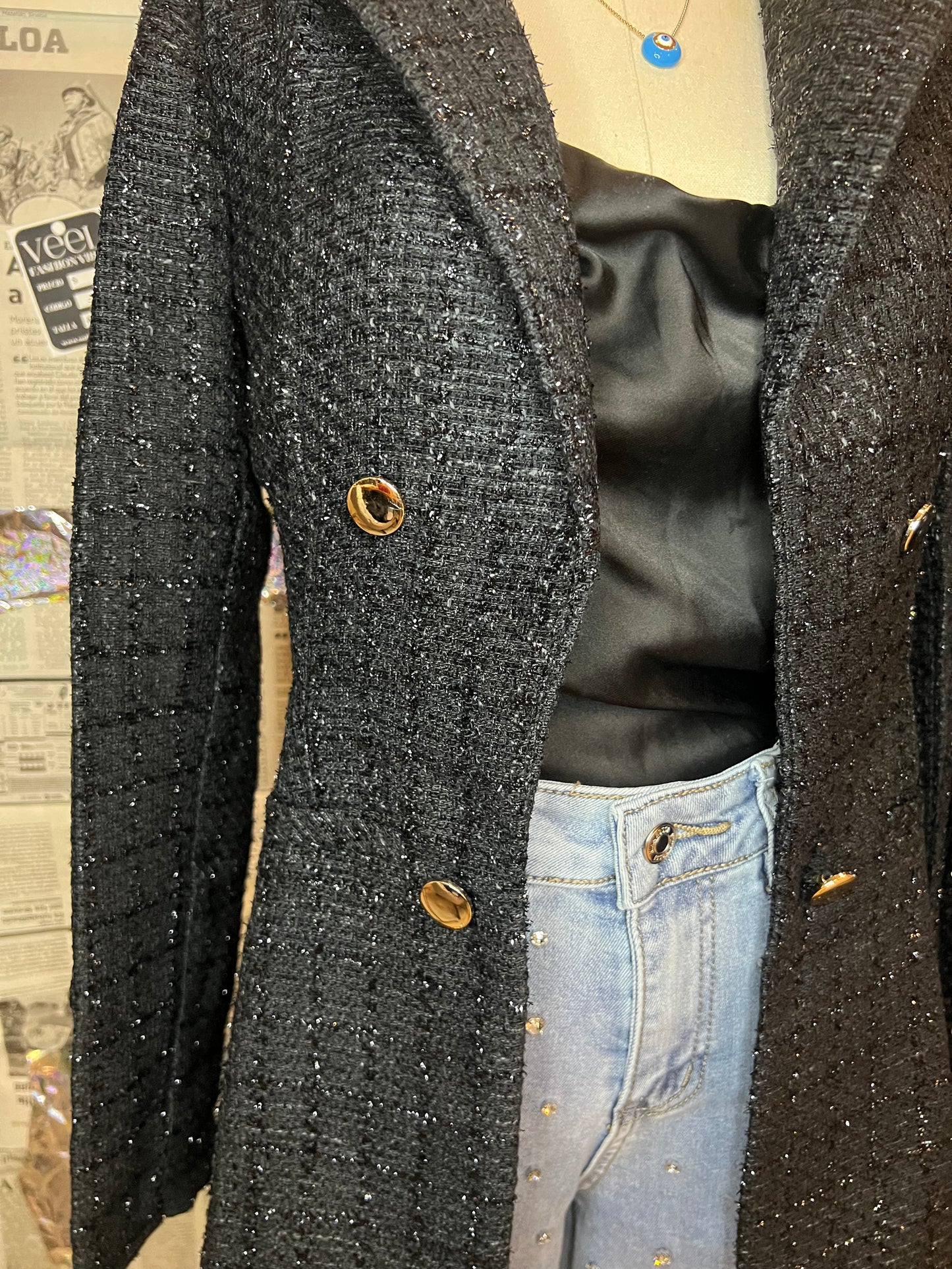 Blazer de tejido tipo buclé