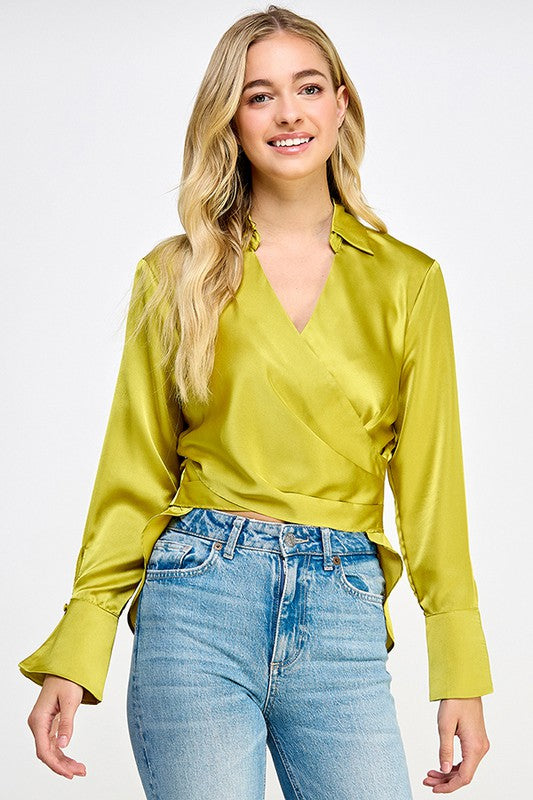 Camisa corta de satín