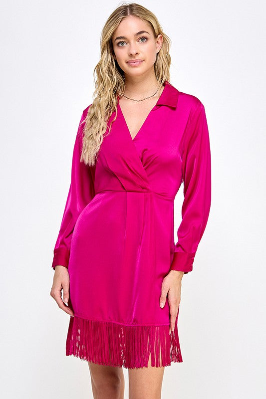 Vestido corto con flecos