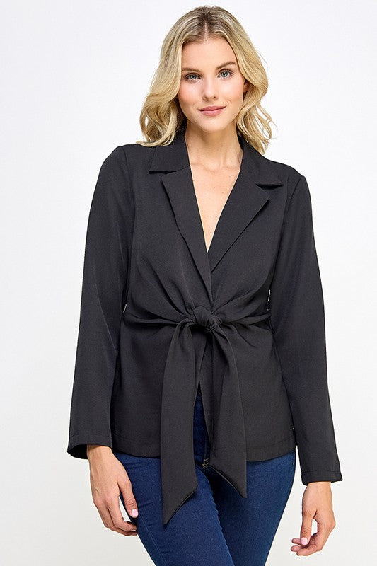 Blusa de manga larga con lazo delantero