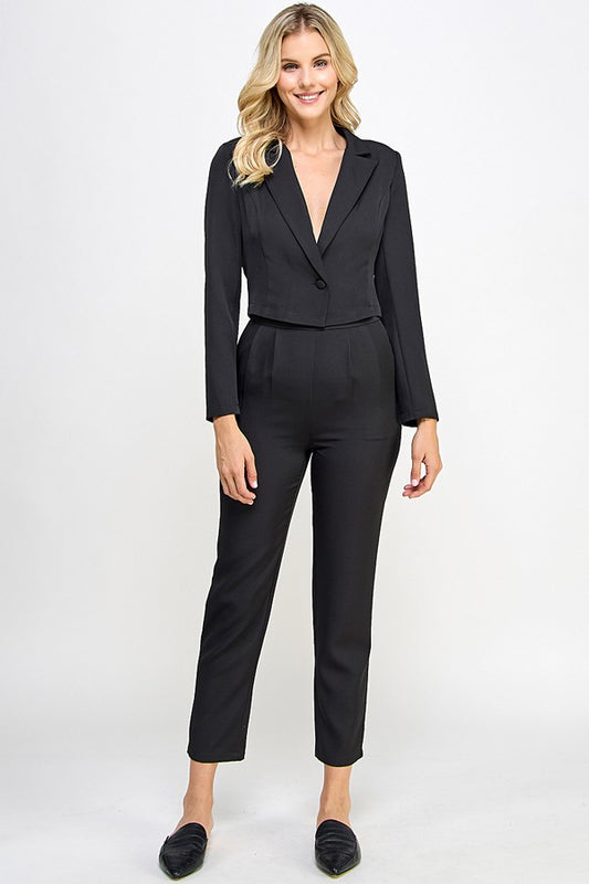 Set de pantalón y blazer corto