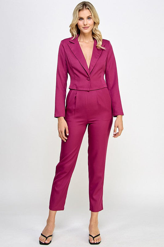 Set de pantalón y blazer corto