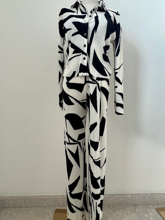 Set de 3 piezas plisado de pantalón, top y blusa