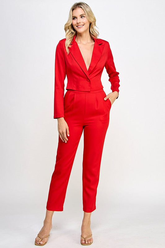 Set de pantalón y blazer corto