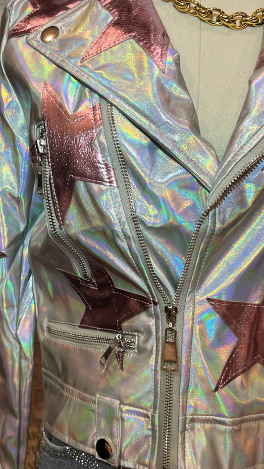 Chamarra biker con estrellas