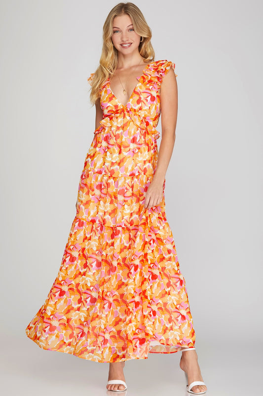 Vestido largo con estampado atardecer